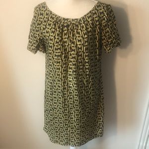 Milly of NY golden links & blue lined silk dress 8